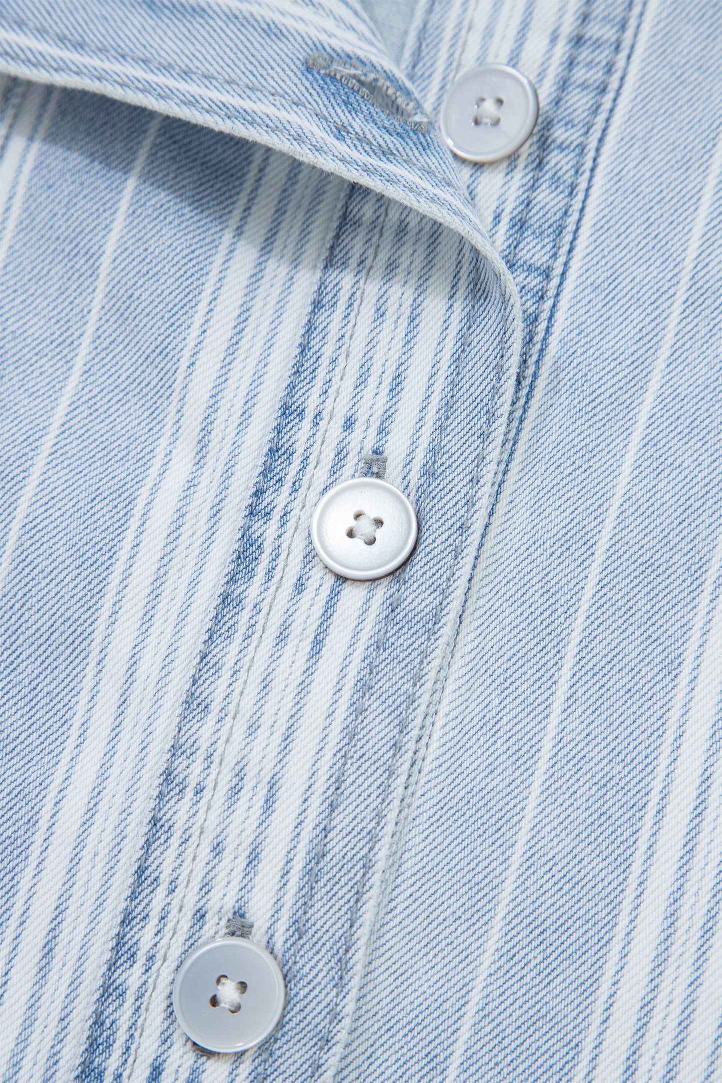 Sky Blue Stripe Boyfriend Chest Pocket Classic Denim Top