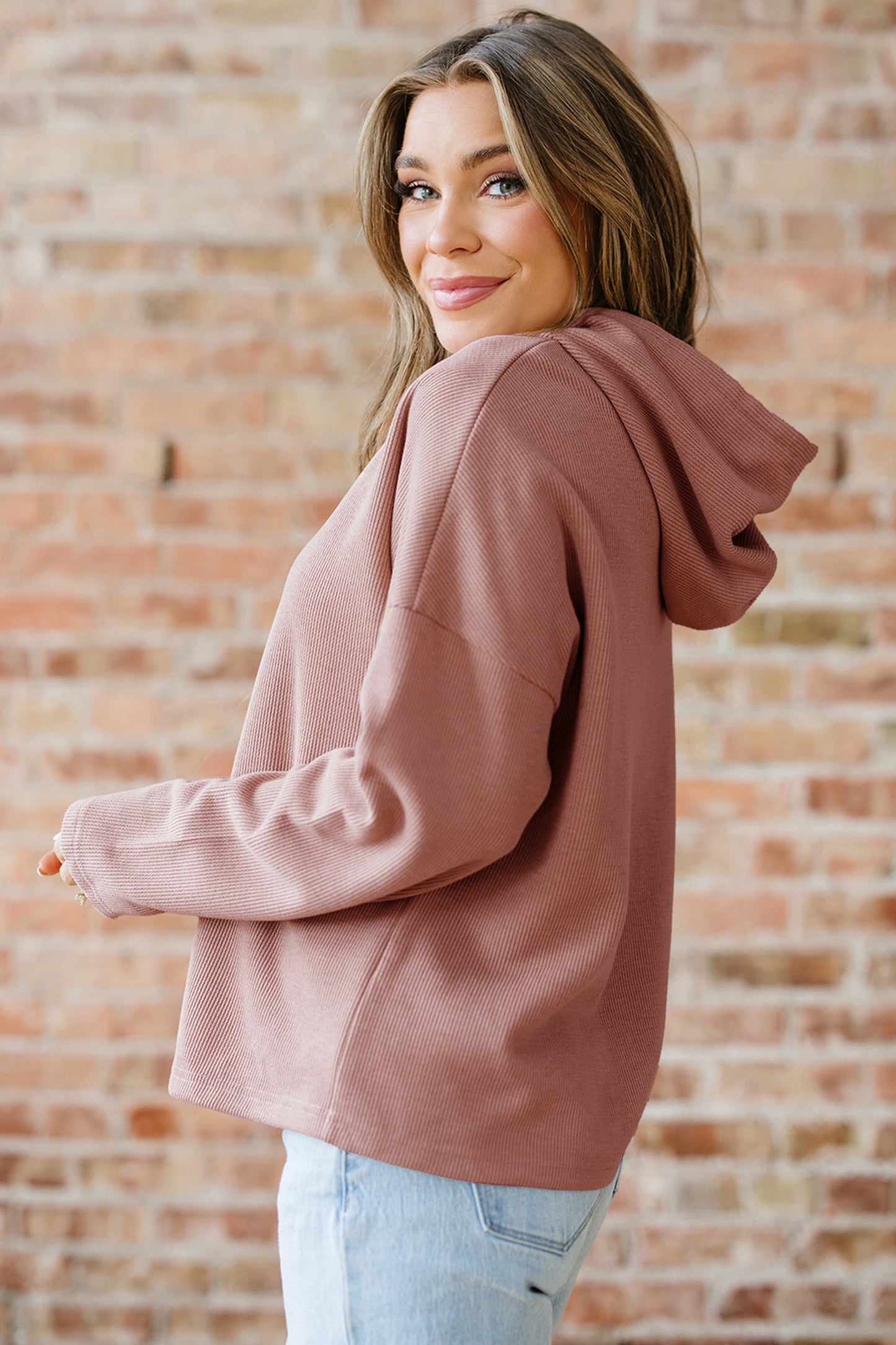 Thermal Textured Leopard Hooded Sweatshirt