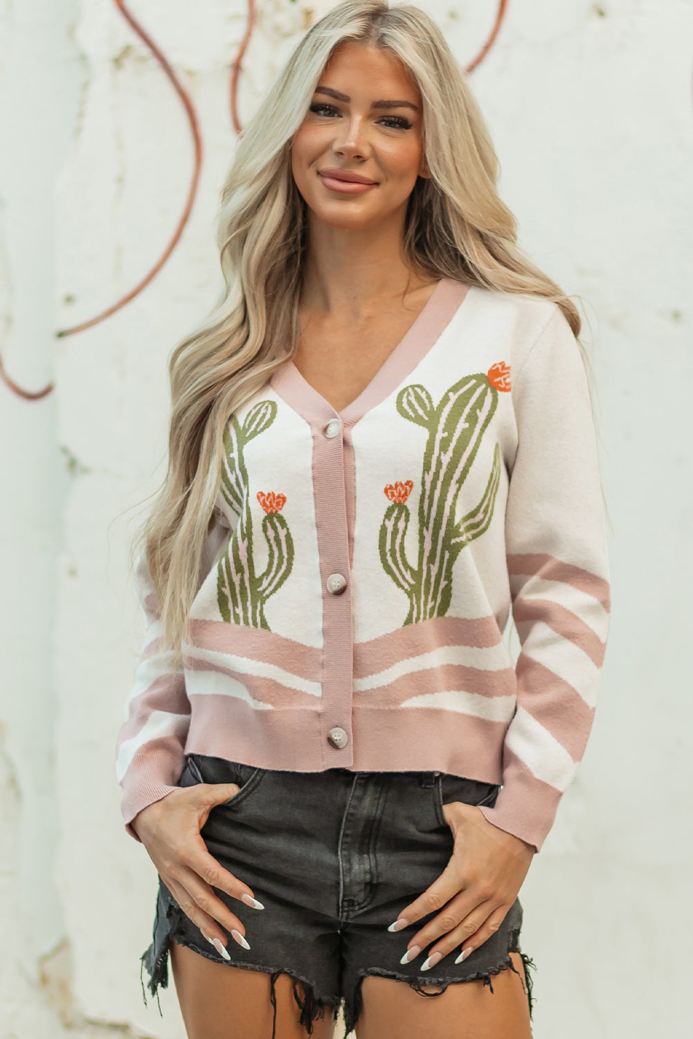 Desert Cactus Buttoned Front Cardigan