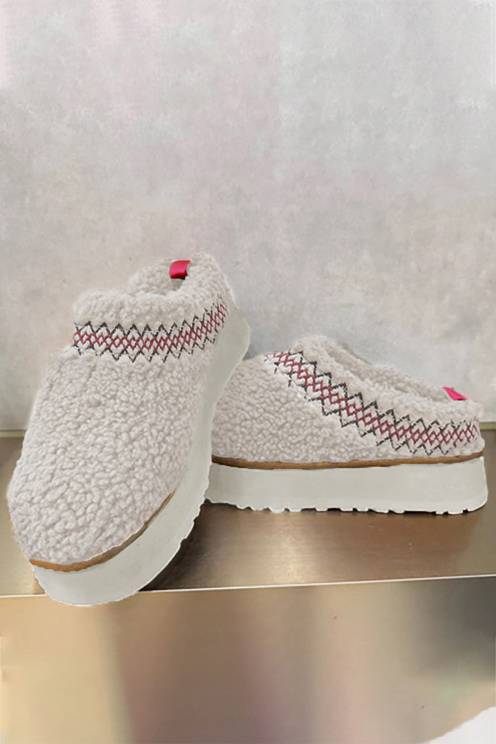 Embroidered Sherpa Plush Thick Soles