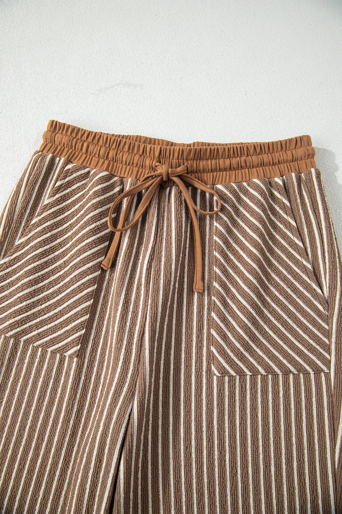 Striped Drawstring Waist Cropped Pants 2 Piece Set