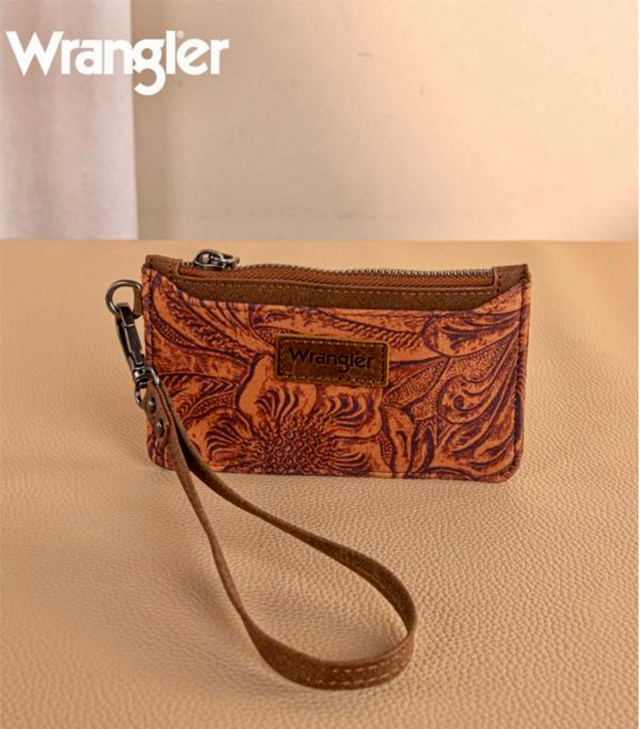 Wrangler Vintage Floral Velvet Printed Mini Zip card Case Wristlet