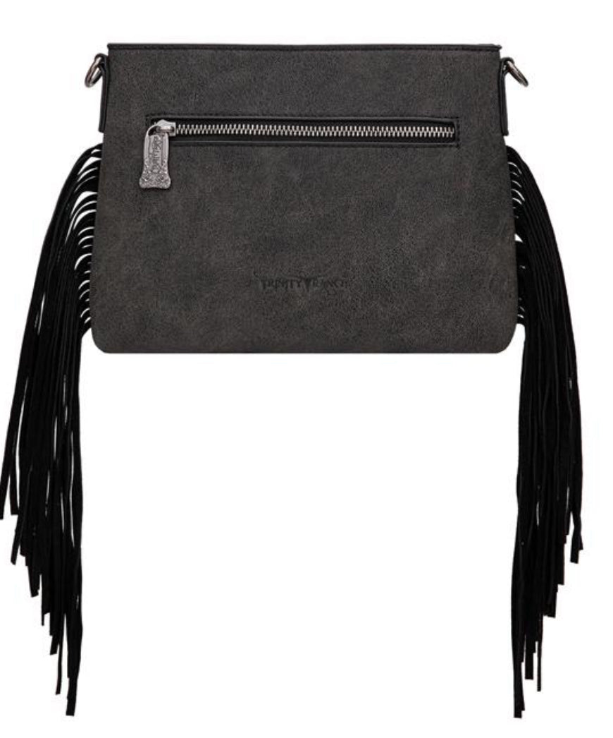 Trinity Ranch Floral Tooled Hair-On Cowhide Crossbody Purse
