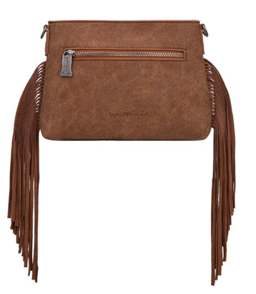 Trinity Ranch Floral Tooled Hair-On Cowhide Crossbody Purse