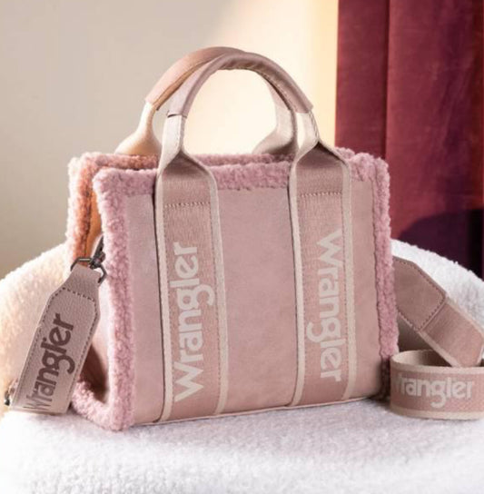 Wrangler Sherpa Small Canvas Tote/Crossbody Purse
