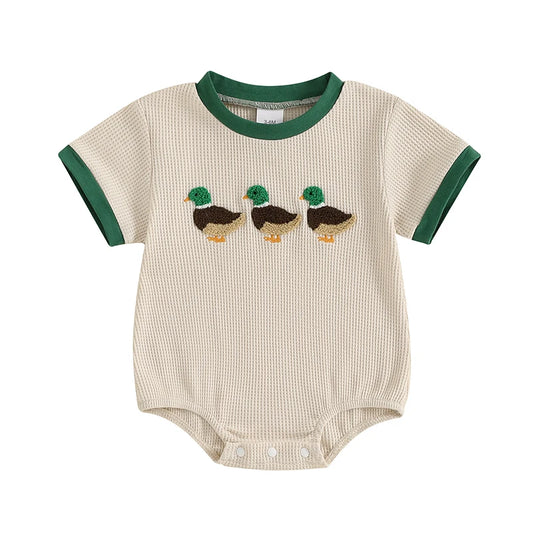 Boys Duck Embroidered Romper