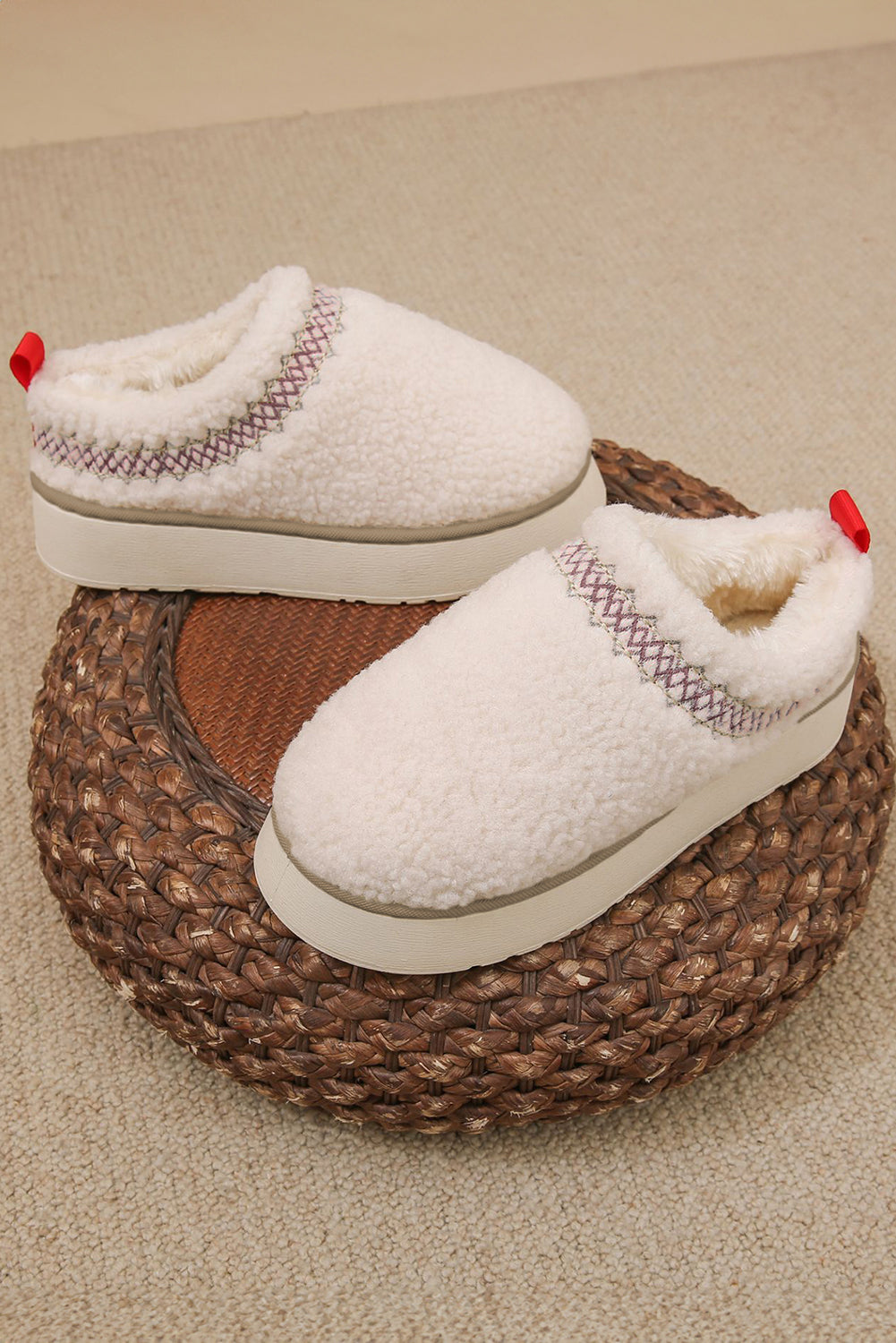 Embroidered Sherpa Plush Thick Soles