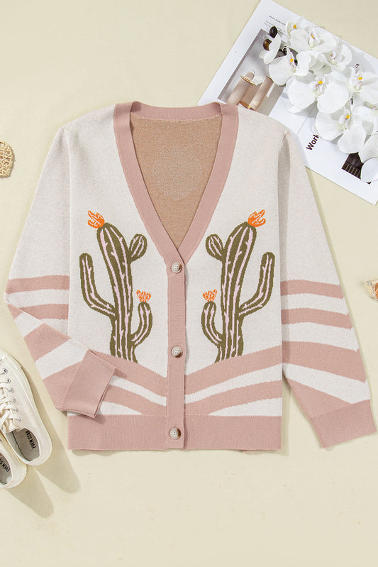 Plus Western Desert Cactus Buttoned Cardigan