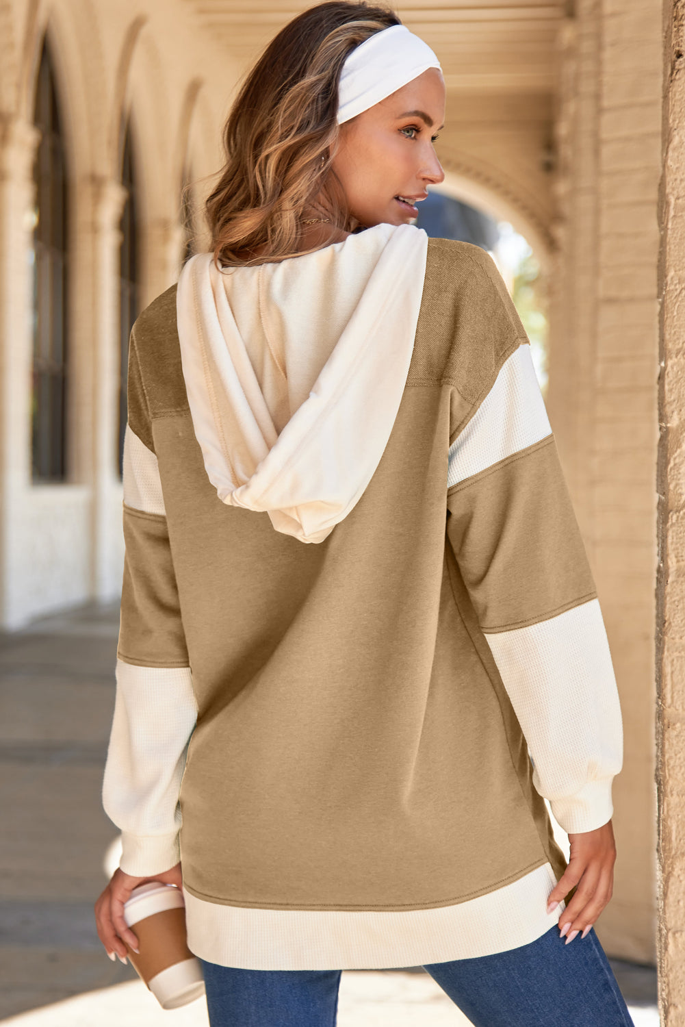 Black Waffle Knit Patchwork Jacket