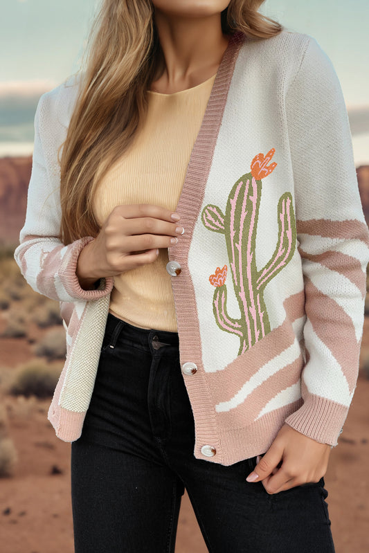 Desert Cactus Buttoned Front Cardigan