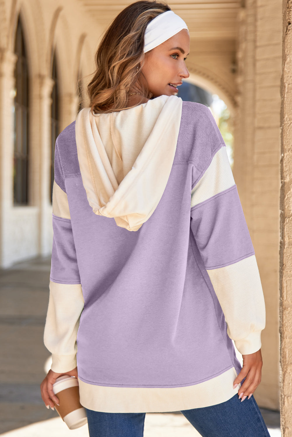 Black Waffle Knit Patchwork Jacket