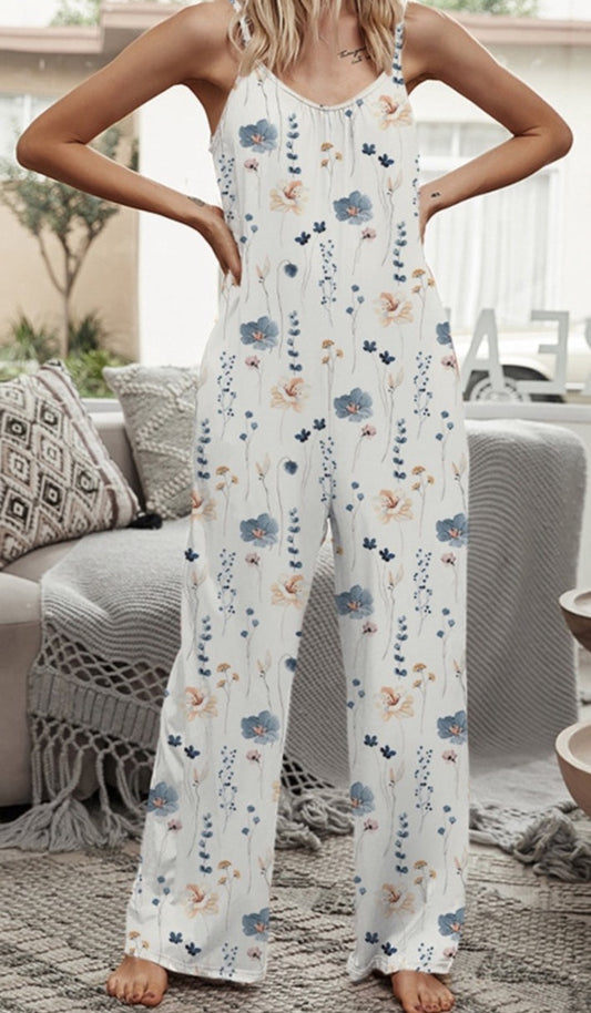 Printed Spaghetti Strap Jumpsuit