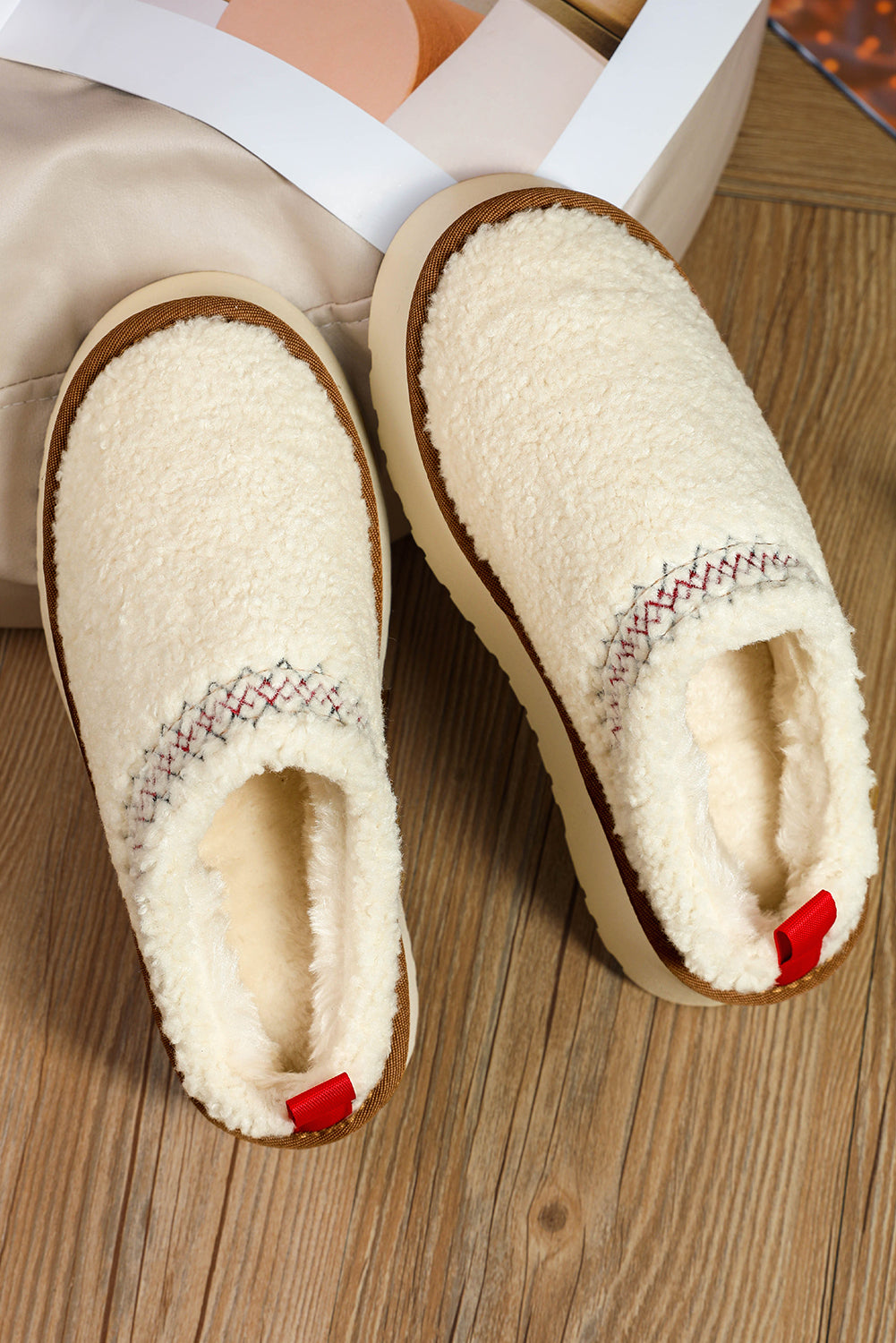Embroidered Sherpa Plush Thick Soles