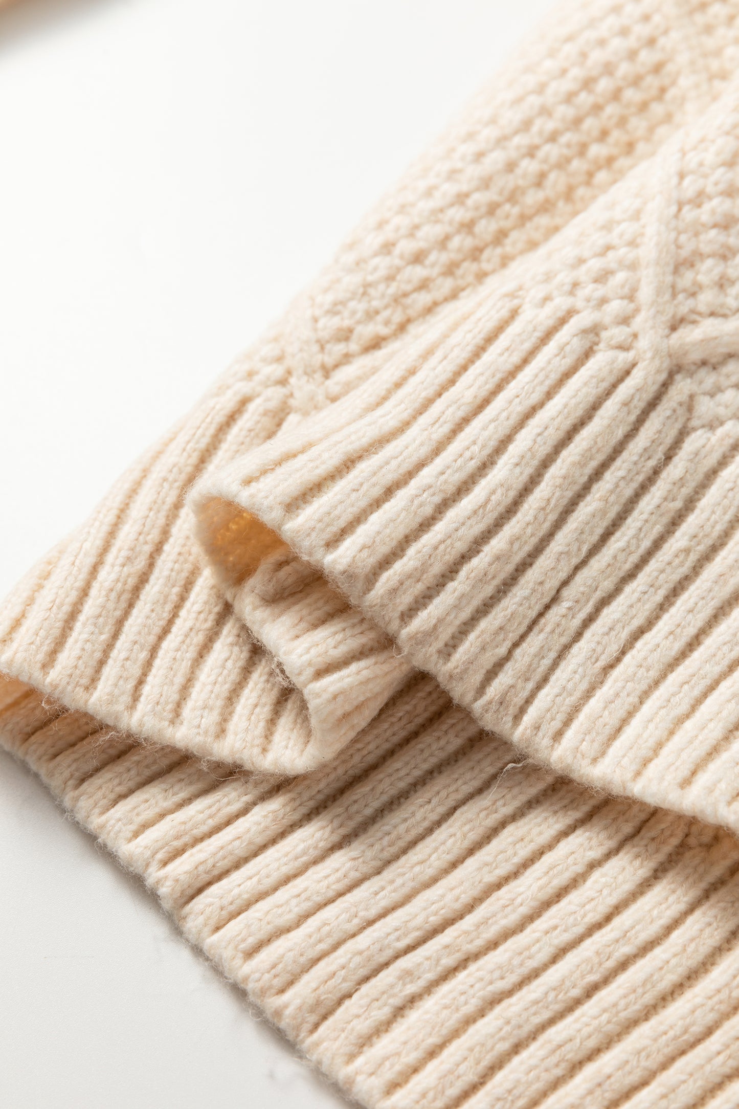 Parchment Cable Knit Drop Shoulder Loose Fit Sweater Dress