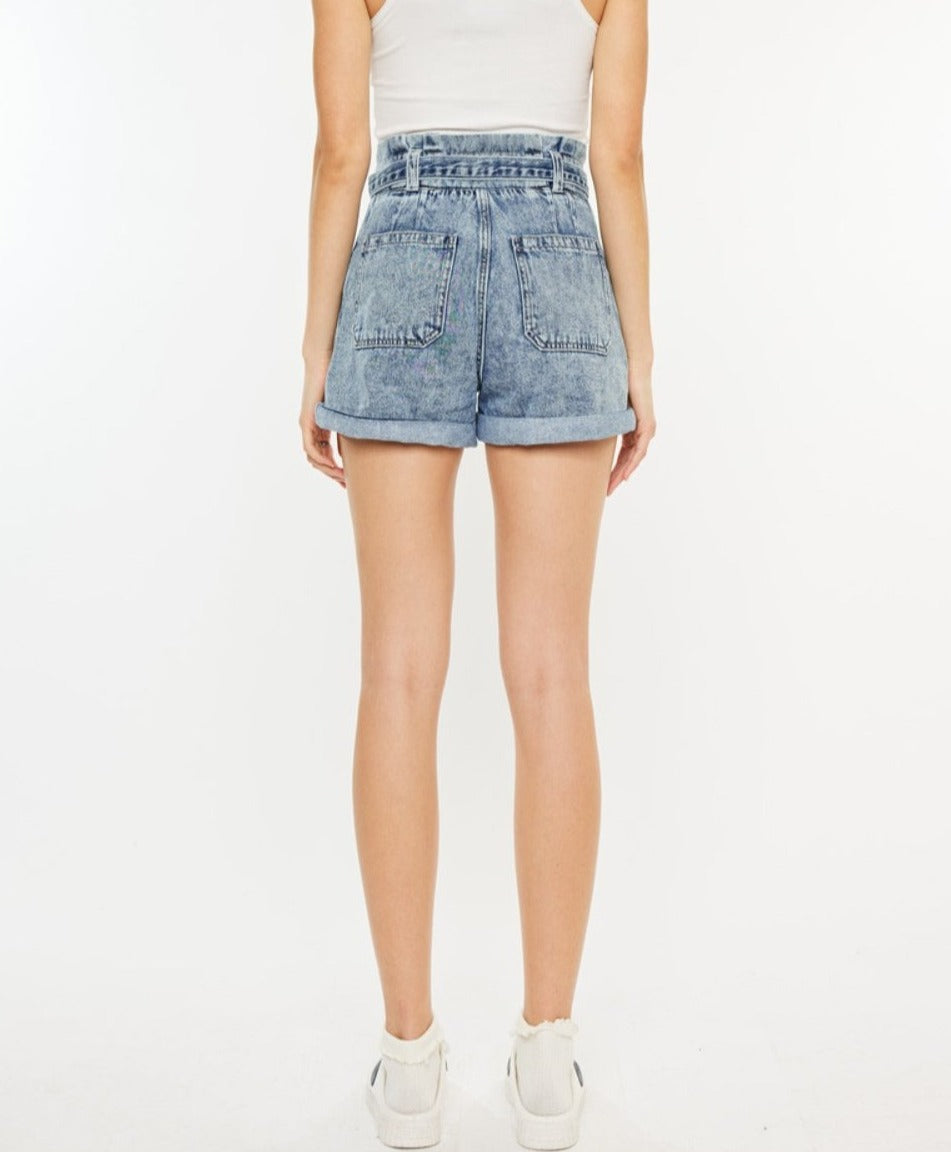 Kancan Ultra High Rise Paperbag Denim Shorts