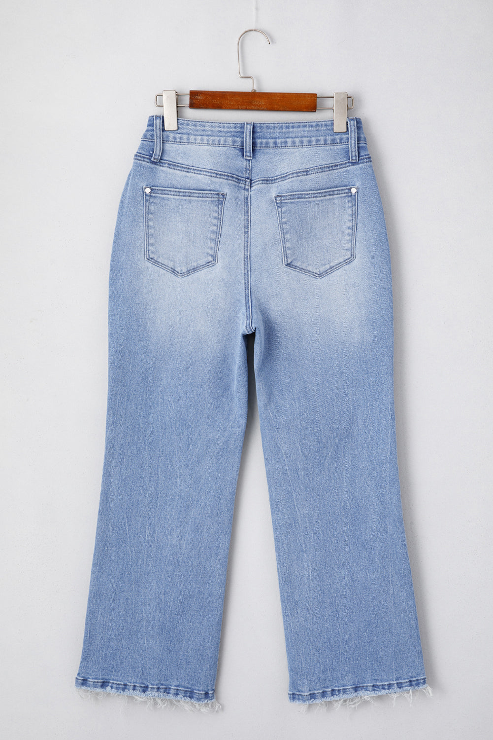 Mineral Wash Raw Hem High Waist Flared Jeans
