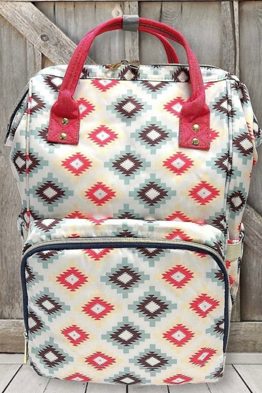 AZTEC PRINT DIAPER BAG