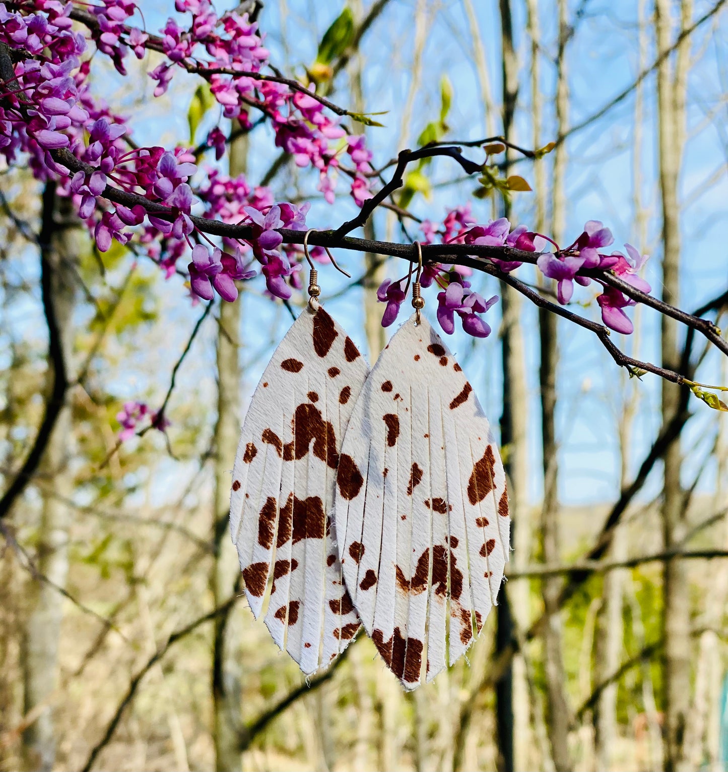 LEATHER ANIMAL PRINT EARRINGS