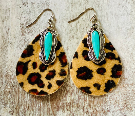 LEOPARD TURQUOISE EARRINGS