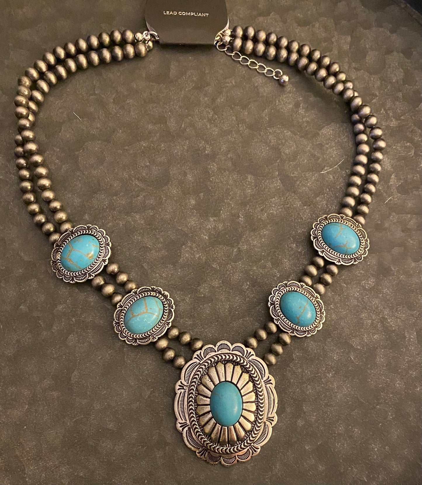 Western Turquoise Concho Necklace