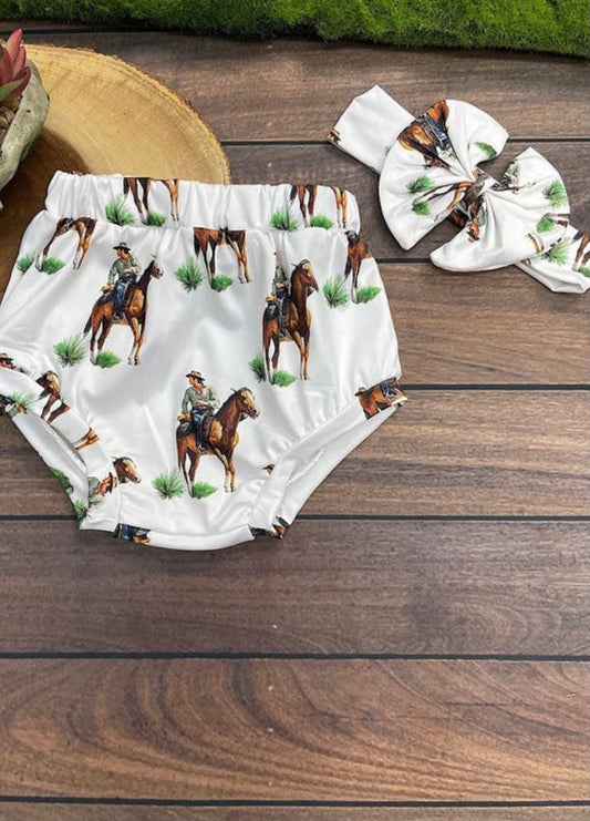 HORSE PRINT BLOOMERS & HEADBAND