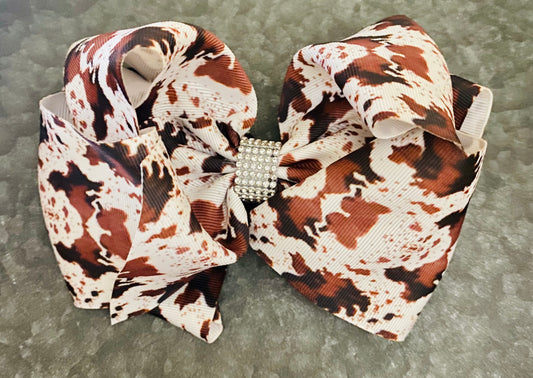 BROWN COW PRINT BOW