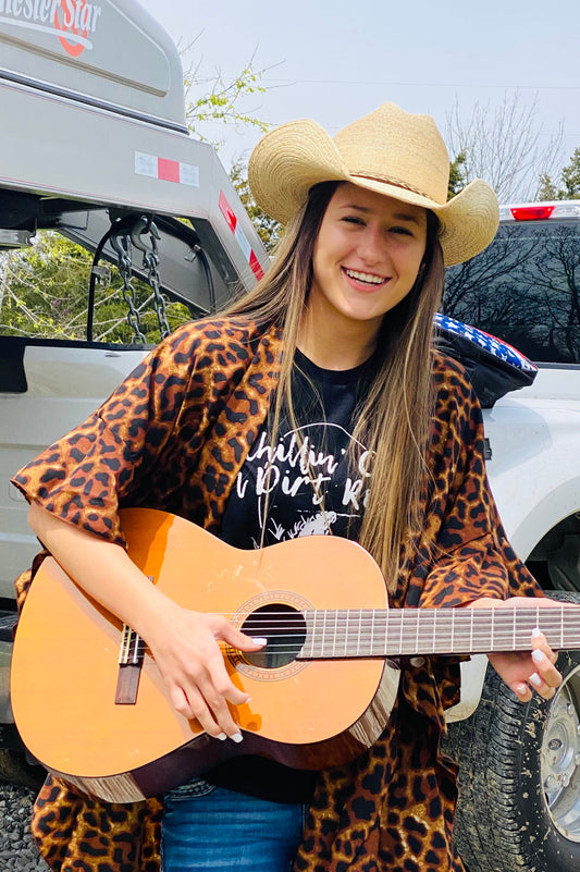 LEOPARD PRINT RUFFLE KIMONO